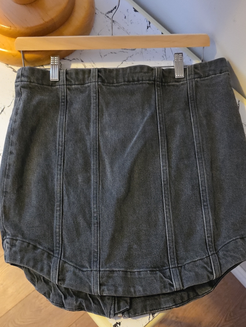 All Saints Women's Washed Black Denim Mini Skirt